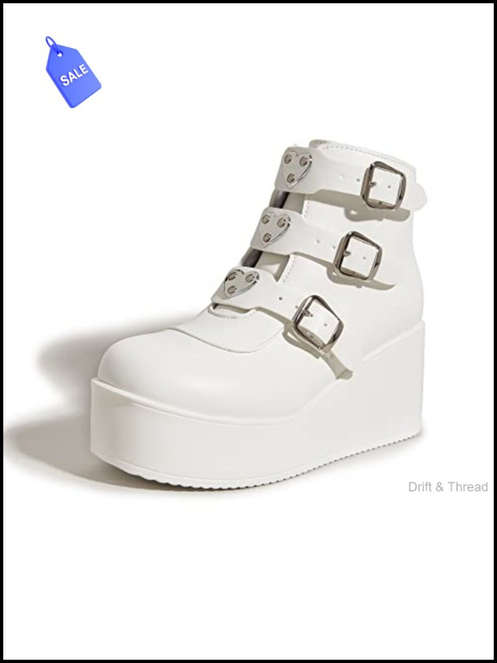 Women's Platform Chunky Ankle Boots Wedge Heel Zip Buckle
